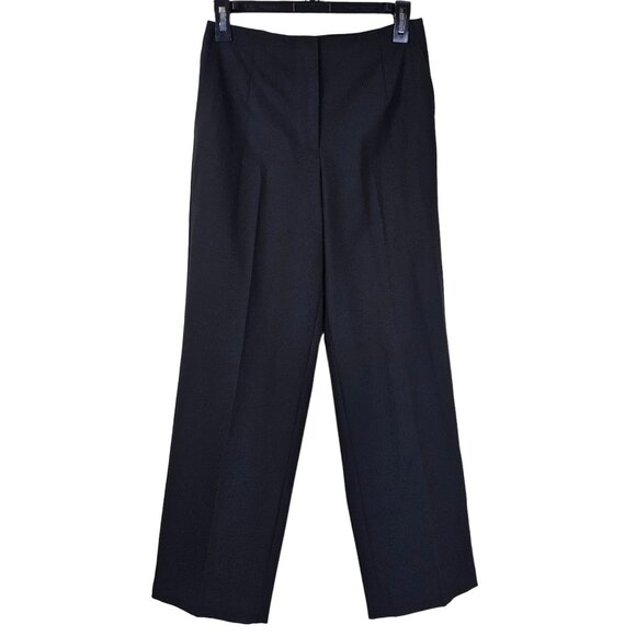 Talbots Black Stretch Dress Pant 4P Flat Front Mid Rise Wide Leg Pockets Capsule - Picture 1 of 10